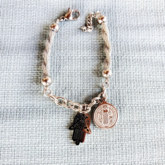 New Unique Spiritual Charm Silver Bracelet. - Picture 2 of 12